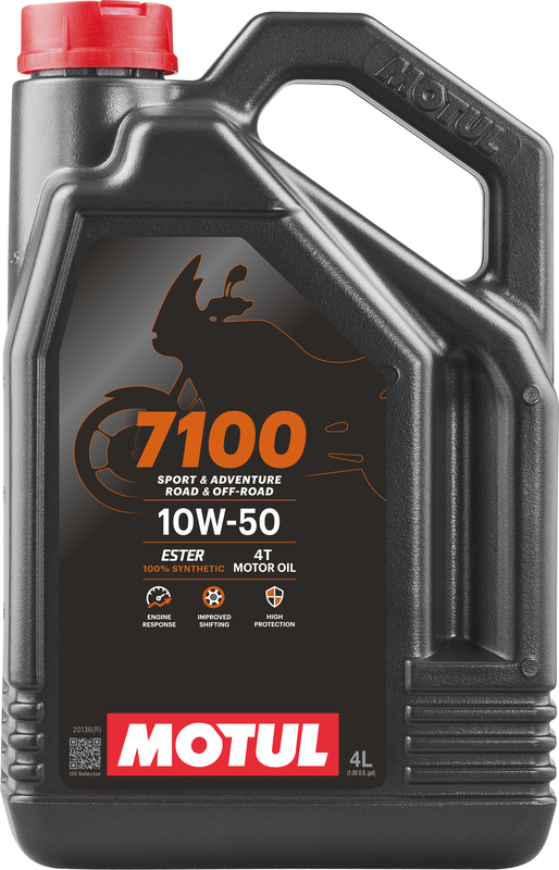 Motul 7100 10W50 4L Motul 7100 4T 10W50 motorolie in een jerrycan van 4 liter.