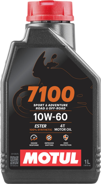 Motul 7100 10W60 1L synthetische motorolie, losse verpakking van 1 liter.