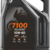 Motul 7100 10W60 4L synthetische motorolie, losse verpakking van 4 liter.