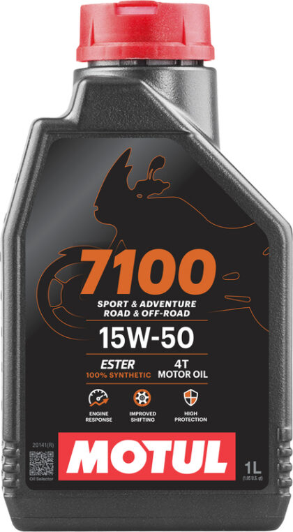 Motul 7100 15W50 1L synthetische motorolie, losse verpakking van 1 liter.