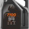 Motul 7100 15W50 4L synthetische motorolie, losse verpakking van 4 liter.