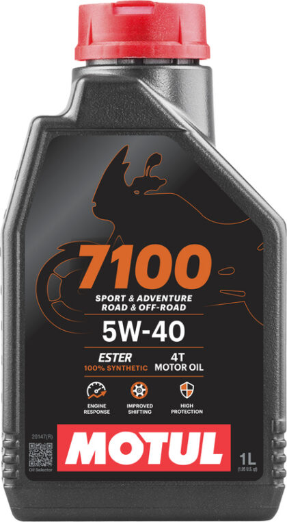 Motul 7100 5W40 1L synthetische motorolie, losse verpakking van 1 liter.